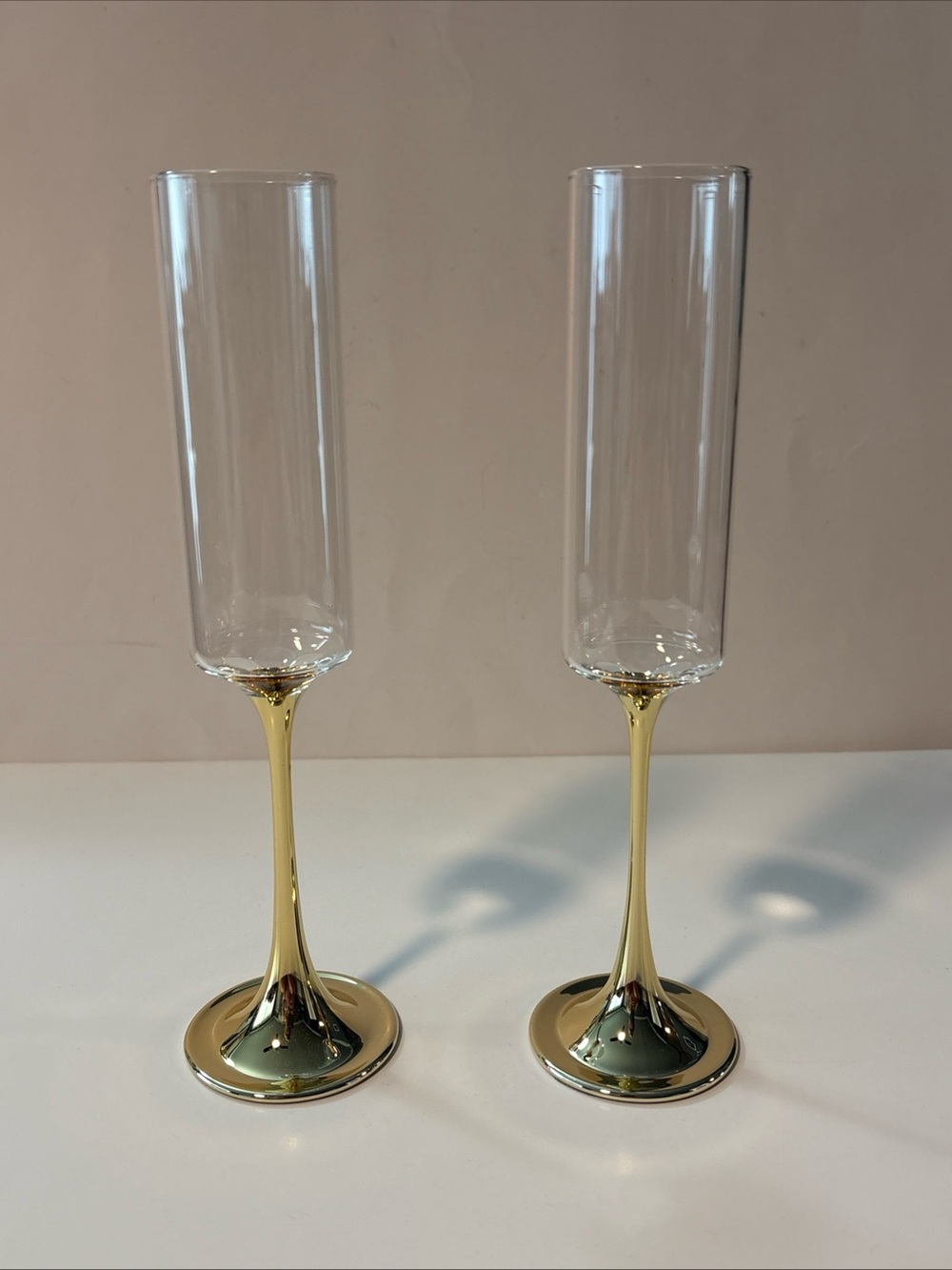 Anthropologie Morgan Metallic Gold Champagne  Flutes Set of 2 New with Tags